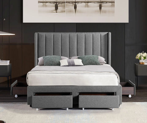 Ashley Upholstered Platform Bed with 4 Storage Drawers