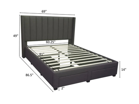 Ashley Upholstered Platform Bed with 4 Storage Drawers